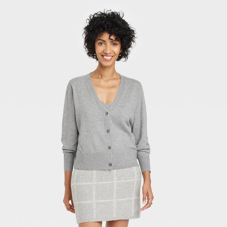 Women's Button-Front Fine Gauge Ribbed Cardigan - A New Day™ | Target