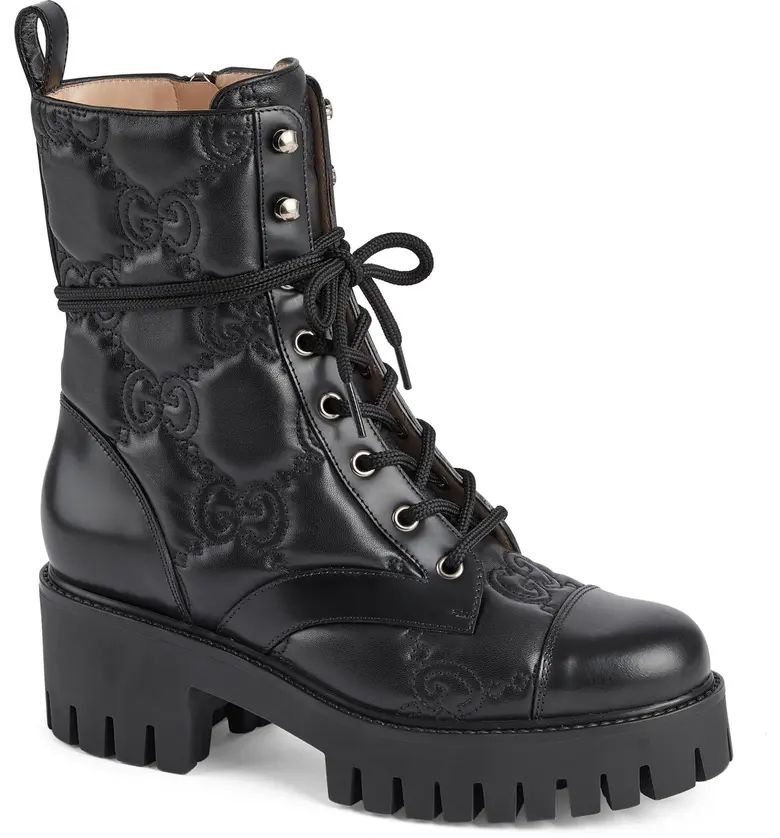 Gucci Logo Quilted Leather Combat Boot | Nordstrom | Nordstrom