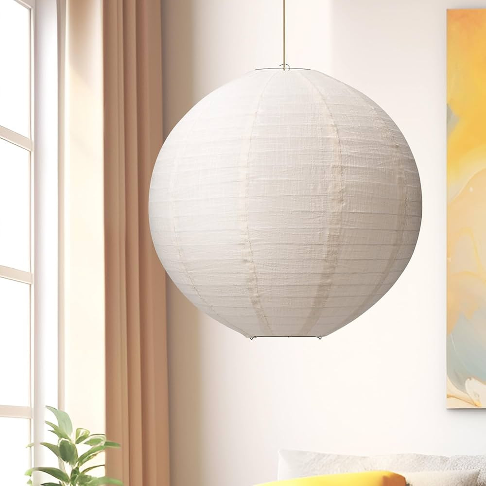 Hanging Lamp shade 20INCH blended linen pendant lampshade Handmade Hanging lantern Minimalist Whi... | Amazon (US)