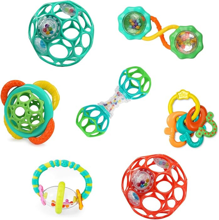 Bright Starts Soothers & Shakers 7pc Gift Set - BPA-Free Baby Rattles, Teethers and Stroller Toys... | Amazon (US)