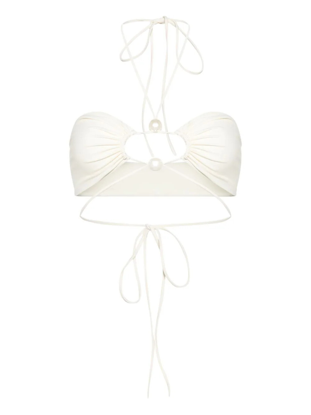 Magda Butrym pearl-embellished tie bikini top - White | Farfetch Global