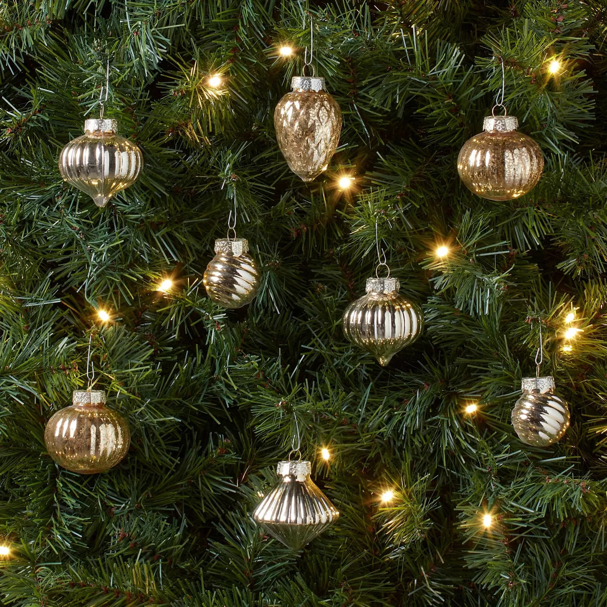 Textured Glass Christmas Tree Ornament Set 8pc Gold - Wondershop™ | Target