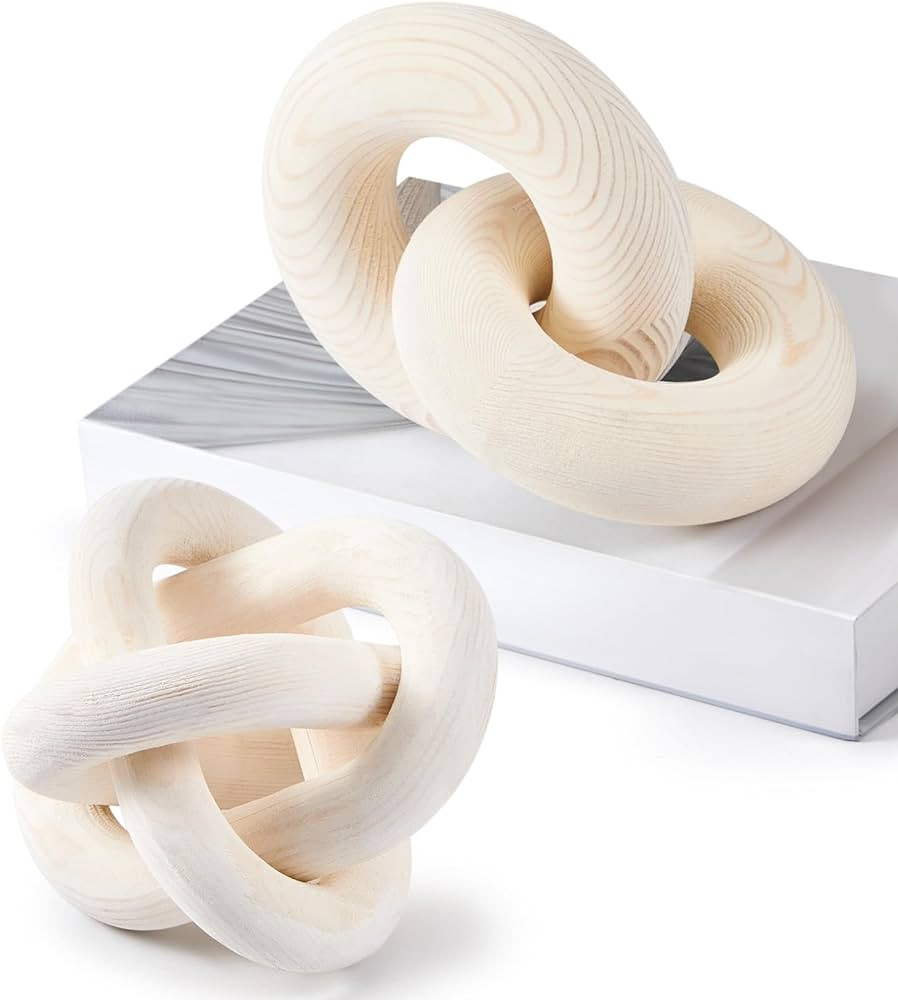 Thyle 2 Pcs Wood Chain Link Decor Wood Knot Decor Modern Decorations Home Bookshelf Accessories C... | Amazon (US)