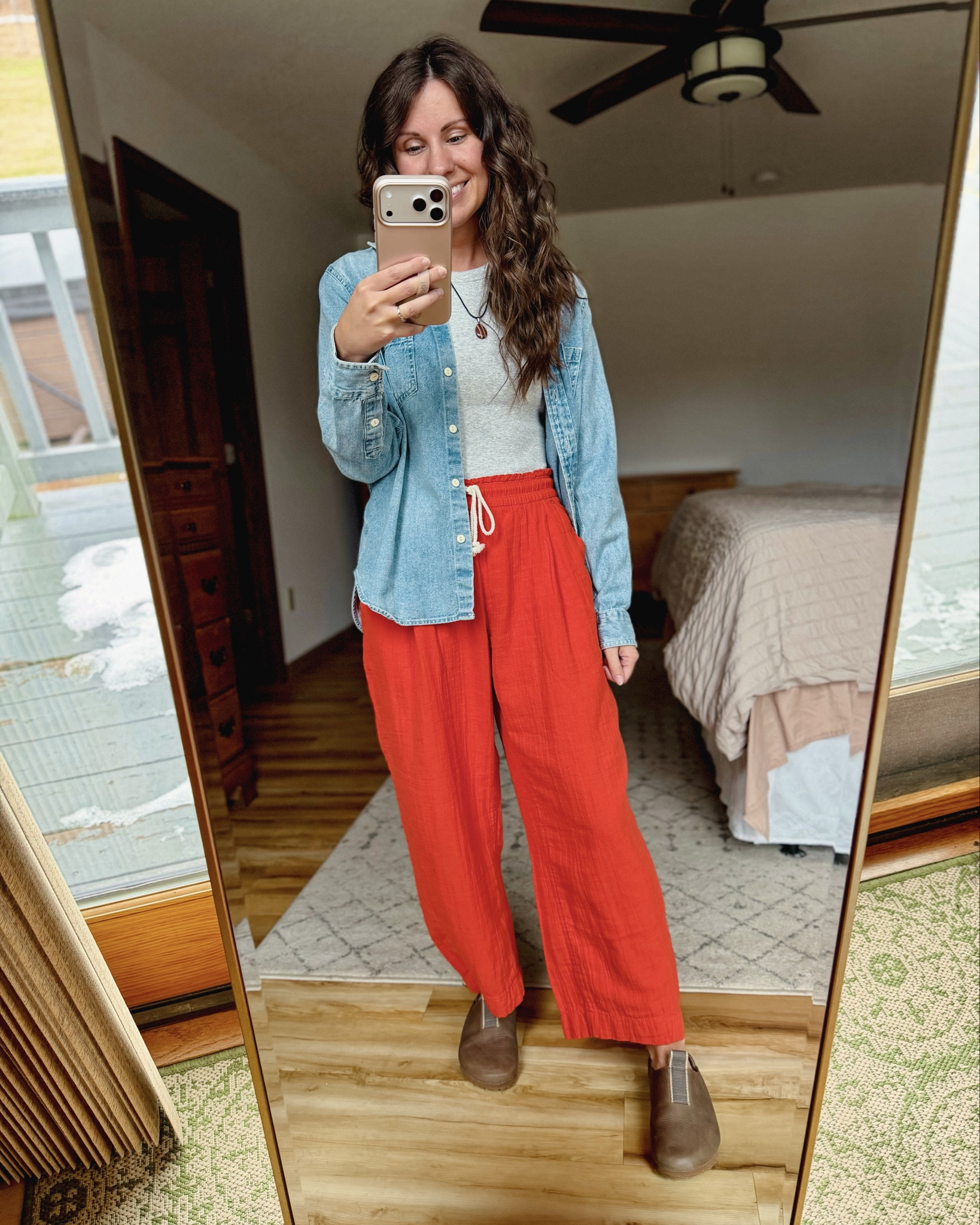 Small in my tank (the built in bra is so nice🙌🏽) and XS petite in my cotton gauze pants (also own the yellow!). My denim shirt is older so I linked similar! My necklace is thrifted so linked similar as well. Size 6 in my clogs. 

#LTKSaleAlert #LTKootd #LTKPetite