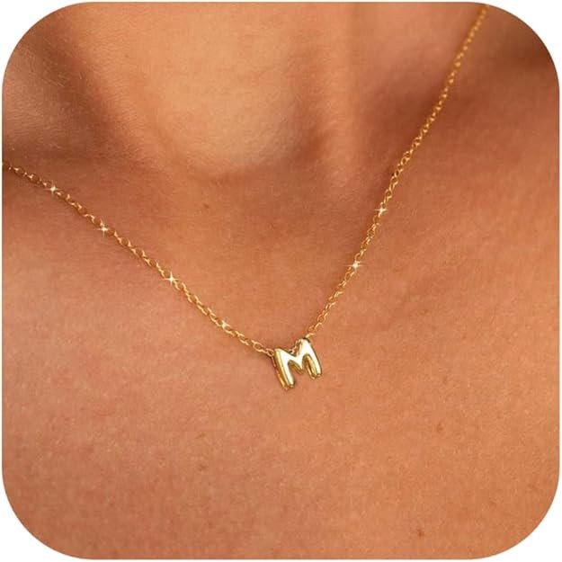 Bubble Letter Necklace Initial Necklaces for Women Name Necklace Personalized Bubble Pendant Neck... | Amazon (US)