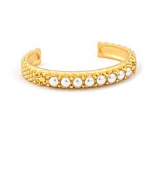 24K GOLD PEARL FLEUR DE LIS BANGLE | French Kande (US)