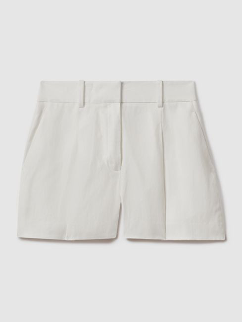 Viscose-Linen Front Pleat Suit Shorts | Reiss UK