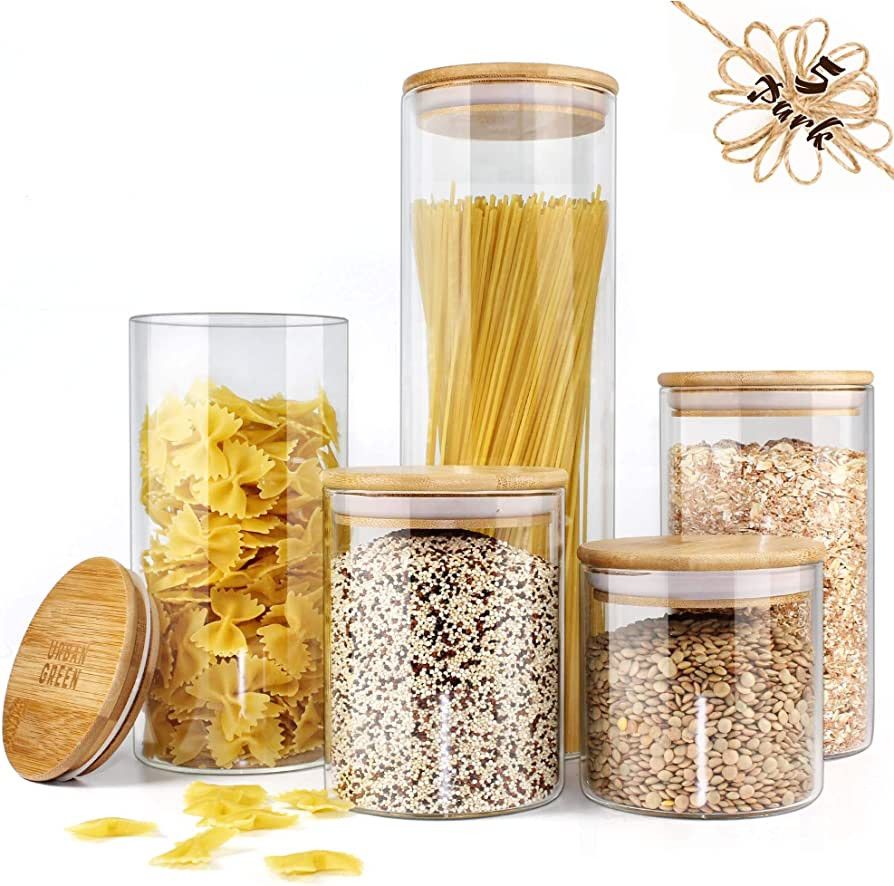 Urban Green Glass Jar with Bamboo Lids, Glass Airtight food Storage Containers, Glass Canister se... | Amazon (US)