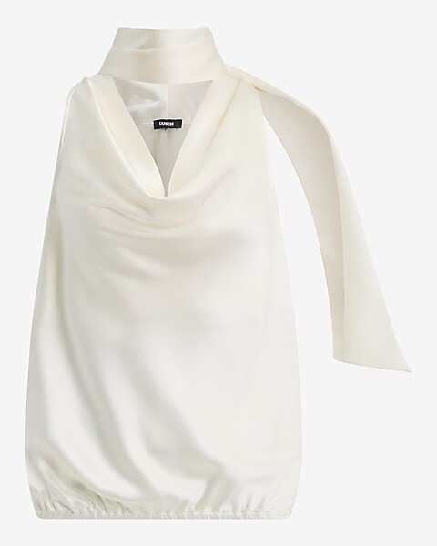 Satin Scarf Cowl Neck Tank | Express