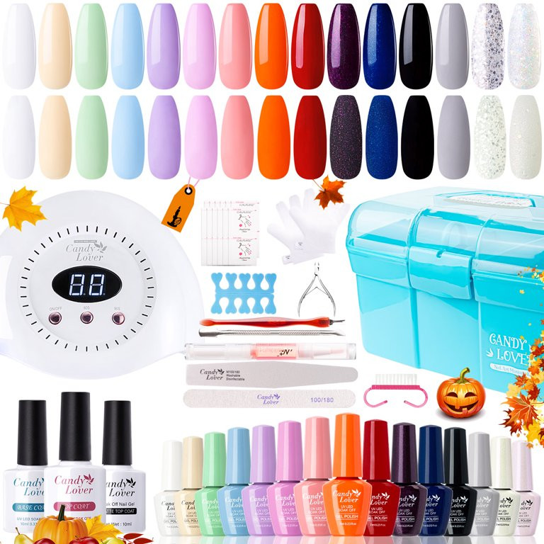 Candy Lover Gel Nail Polish Kit with LED UV Lamp 72W Nail Dryer, 15 Colors Natural Quick Dry Long... | Walmart (US)