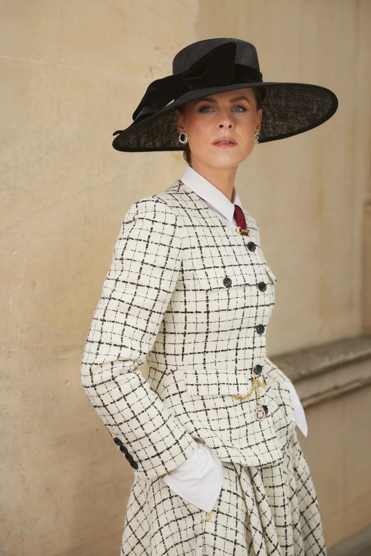 Tailored Peplum Jacket (Ivory Couture Check) | Holland Cooper