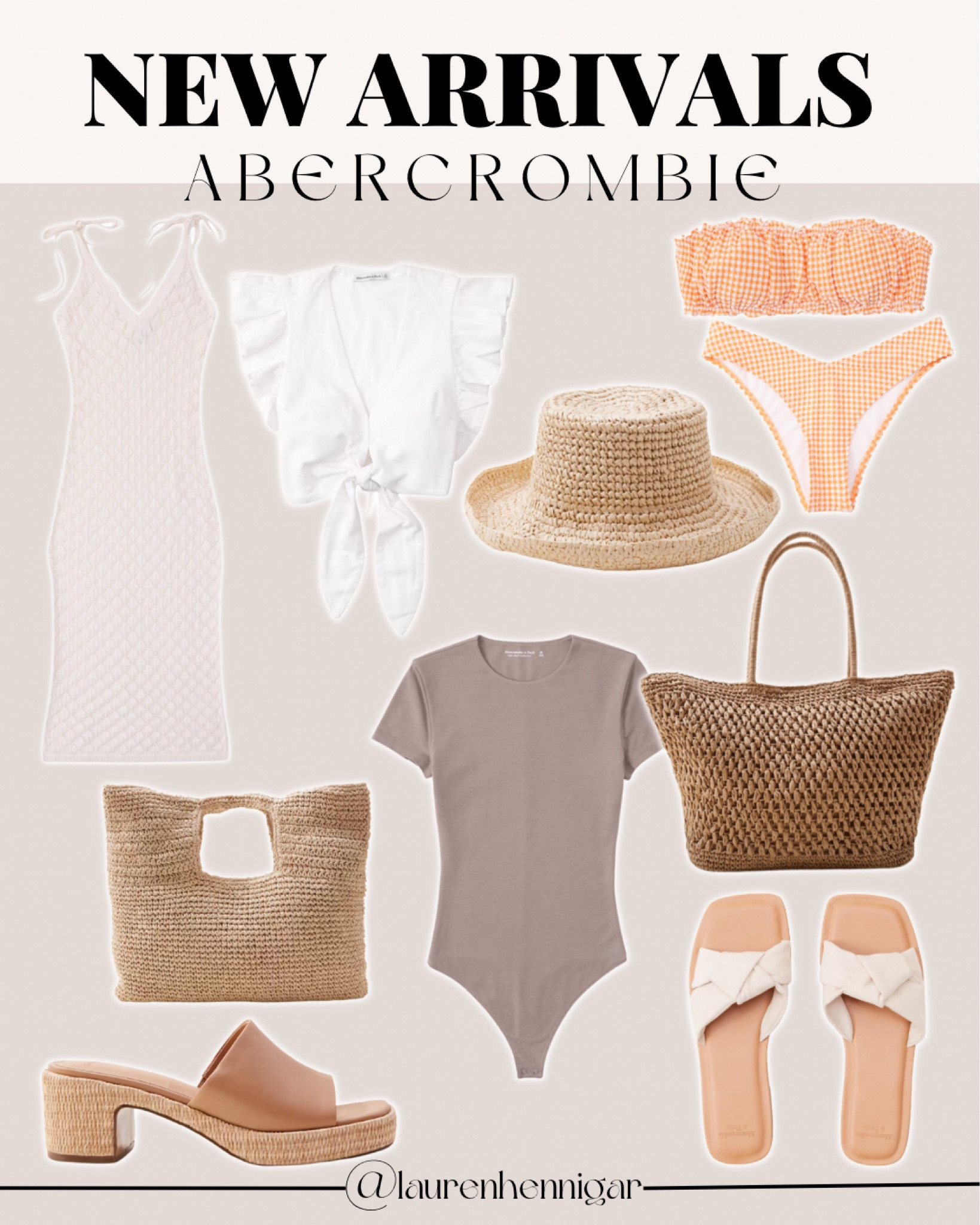 NEW ARRIVALS FROM ABERCROMBIE, spring fashion, spring break, beach wear, beach bag, sandals, beach hat, cover up, orange bikini 

#LTKswim #LTKtravel #LTKSeasonal