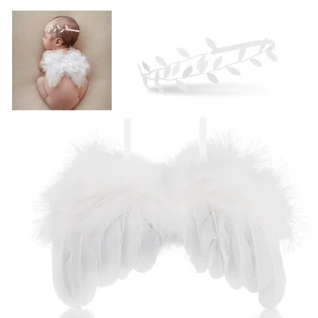Newborn Photography Props Baby Feather Angel Wings with Headband Outfits Baby Photography Props | Walmart (US)