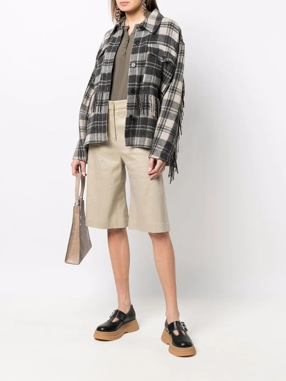 Isabel Marant Étoile Filora fringe-trim Checked Shirt Jacket - Farfetch | Farfetch Global