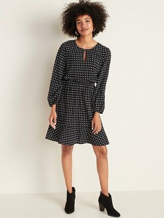 Waist-Defined Keyhole Dress for Women | Old Navy (US)
