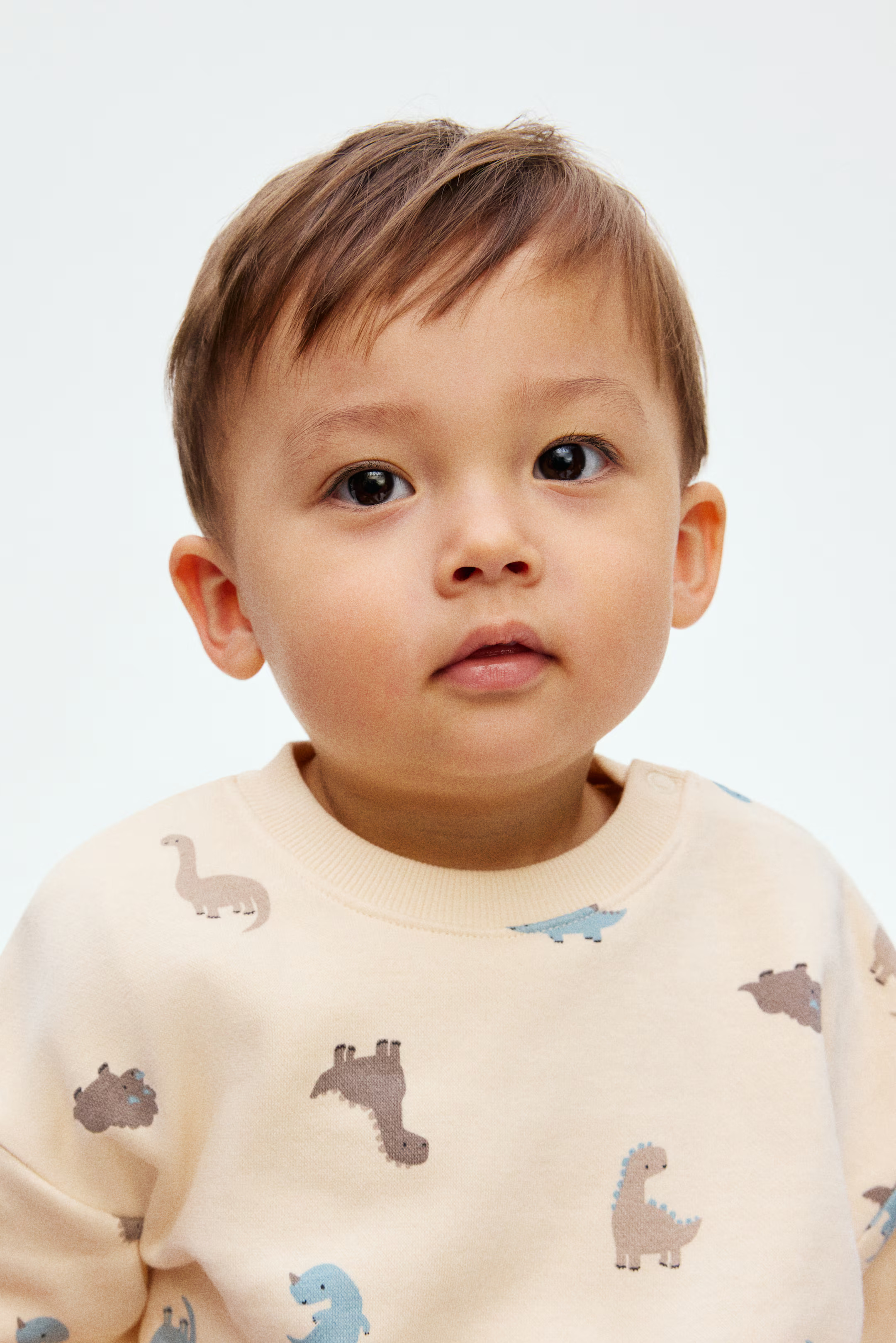 2-piece printed brushed-inside sweatshirt set - Light beige/dinosaurs - Kids | H&M US | H&M (US + CA)