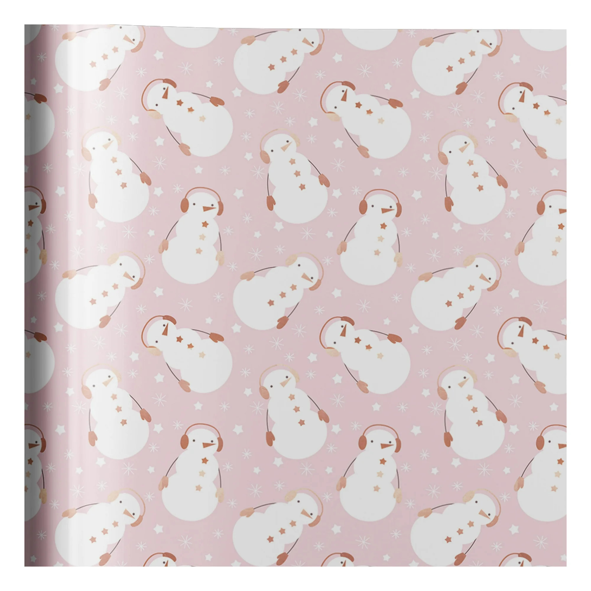 Pink and Rose Gold Premium Foil Snowman Christmas Wrapping Paper, 25 sq ft, by Holiday Time | Walmart (US)