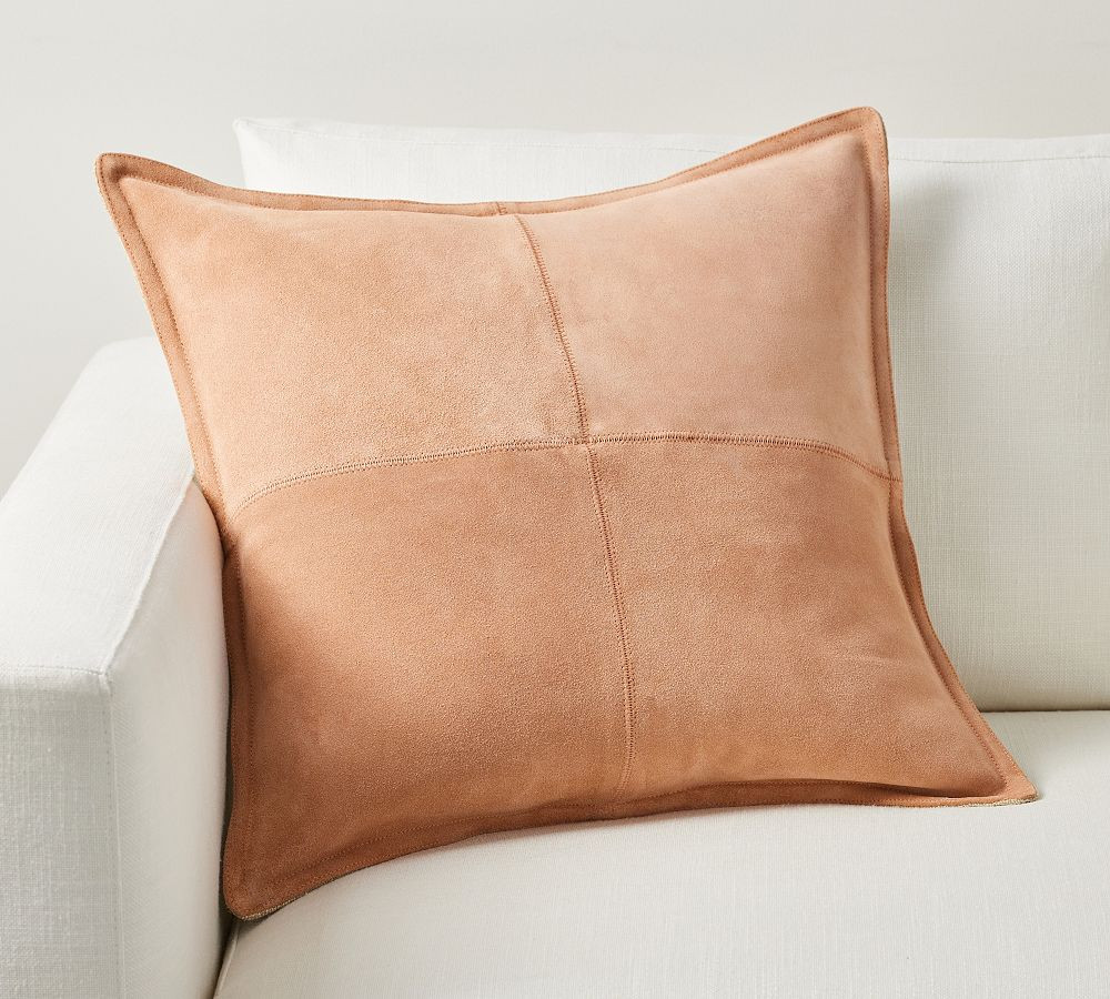 Pieced Suede Pillow Cover | Pottery Barn (US)