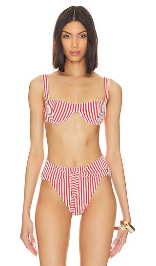 Sorrento Bikini Top in Red & Off White Stripes | Revolve Clothing (Global)