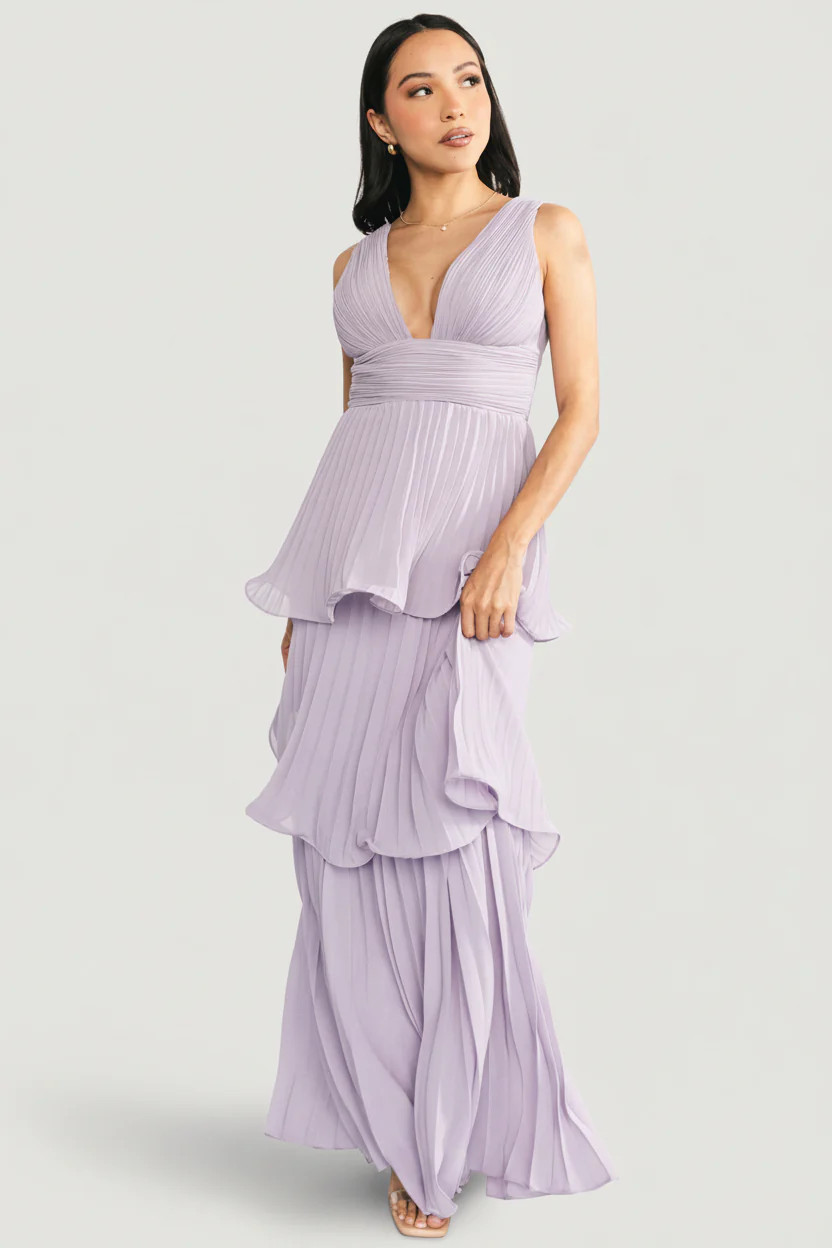 Saphira Tiered Pleated Maxi Dress — Lavender | Baltic Born | Baltic Born