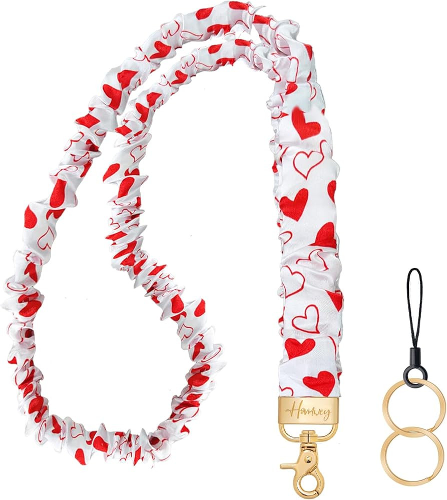 Scrunchie Teacher Lanyards for ID Badges Keys, Long Neck Key Lanyard Straps for Women Card Holder... | Amazon (US)
