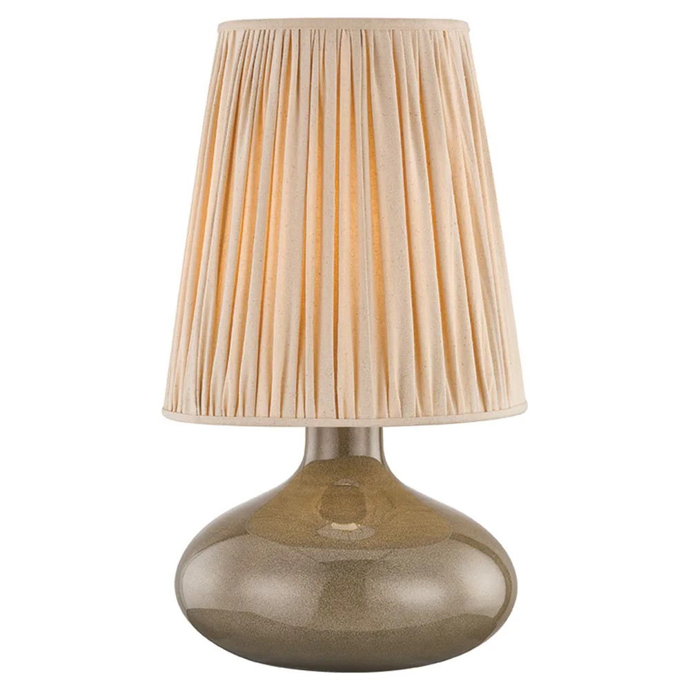 Margeaux Traditional Brown Ceramic Pleated Shade Table Lamp | Kathy Kuo Home
