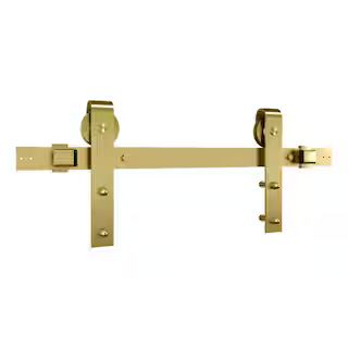 72 in. Designer Interior Decorative Barn Door Sliding Hardware Kit in Brushed Gold | The Home Depot