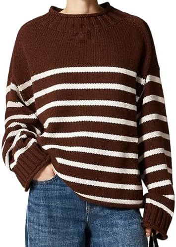 Women's Oversized Roll Neck Sweater Long Sleeve Chunky Knit Pullover Cozy Fall Winter Tops Casual... | Amazon (US)