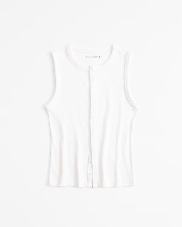 Rib Crew Button-Up Top | Abercrombie & Fitch (US)