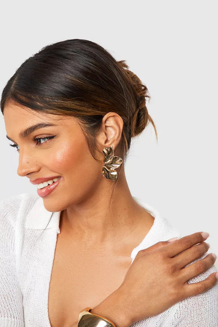 Petal Detail Statement Earrings | Boohoo.com (UK & IE)