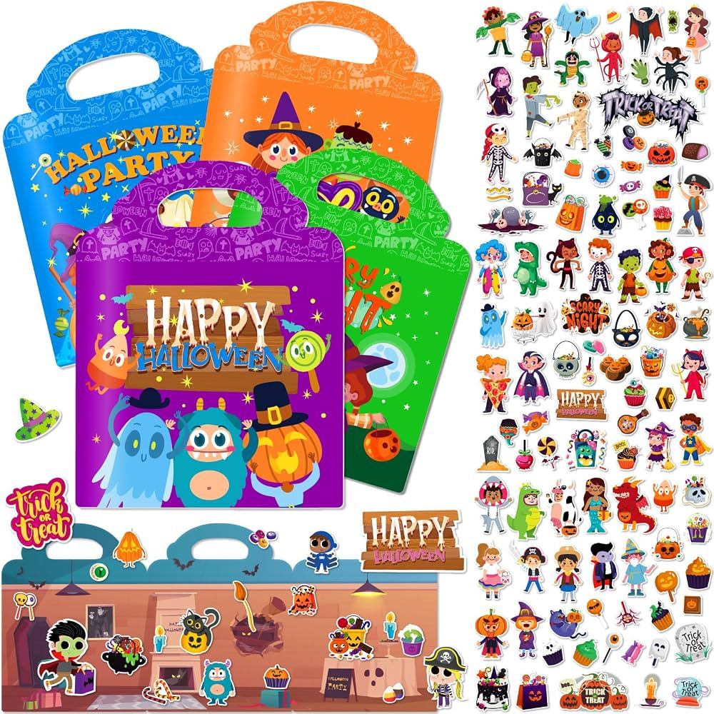 4 Sets Halloween Reusable Sticker Books for Kids 2-4, Halloween Activities for Toddlers 1-3, Remo... | Amazon (US)