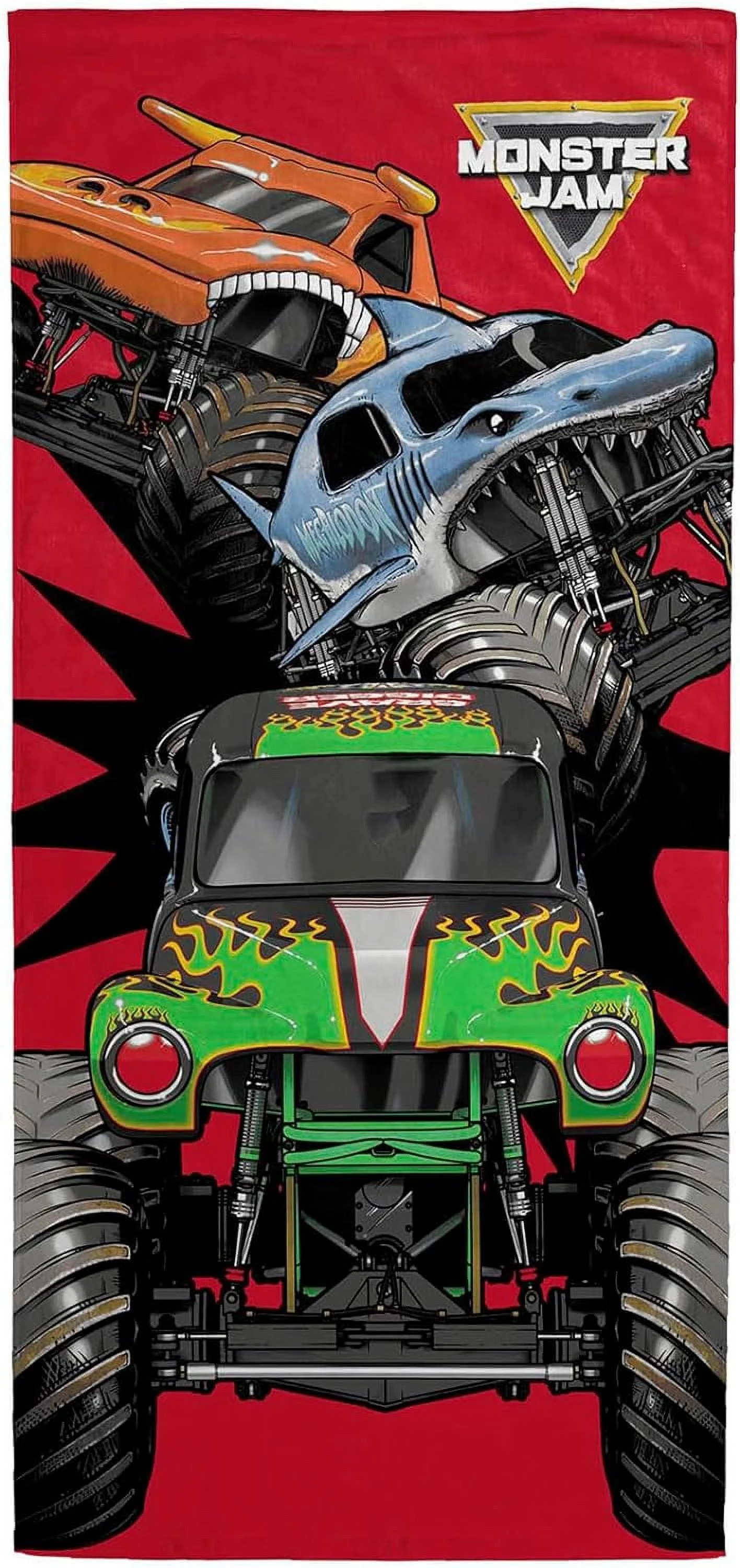 Monster Jam Kids Bath Pool Beach Towel   Soft & Absorbent Grave Digger, Megalodon, El Toro Loco T... | Walmart (US)