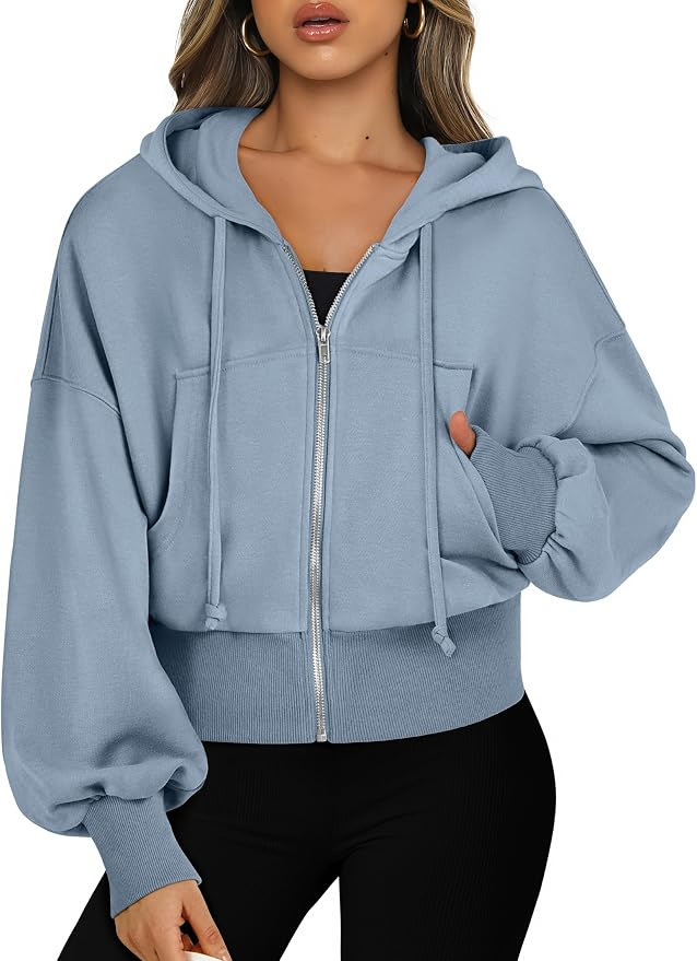 ANRABESS Women's Zip Up Hoodie Cropped Sweatshirt | Amazon (US)