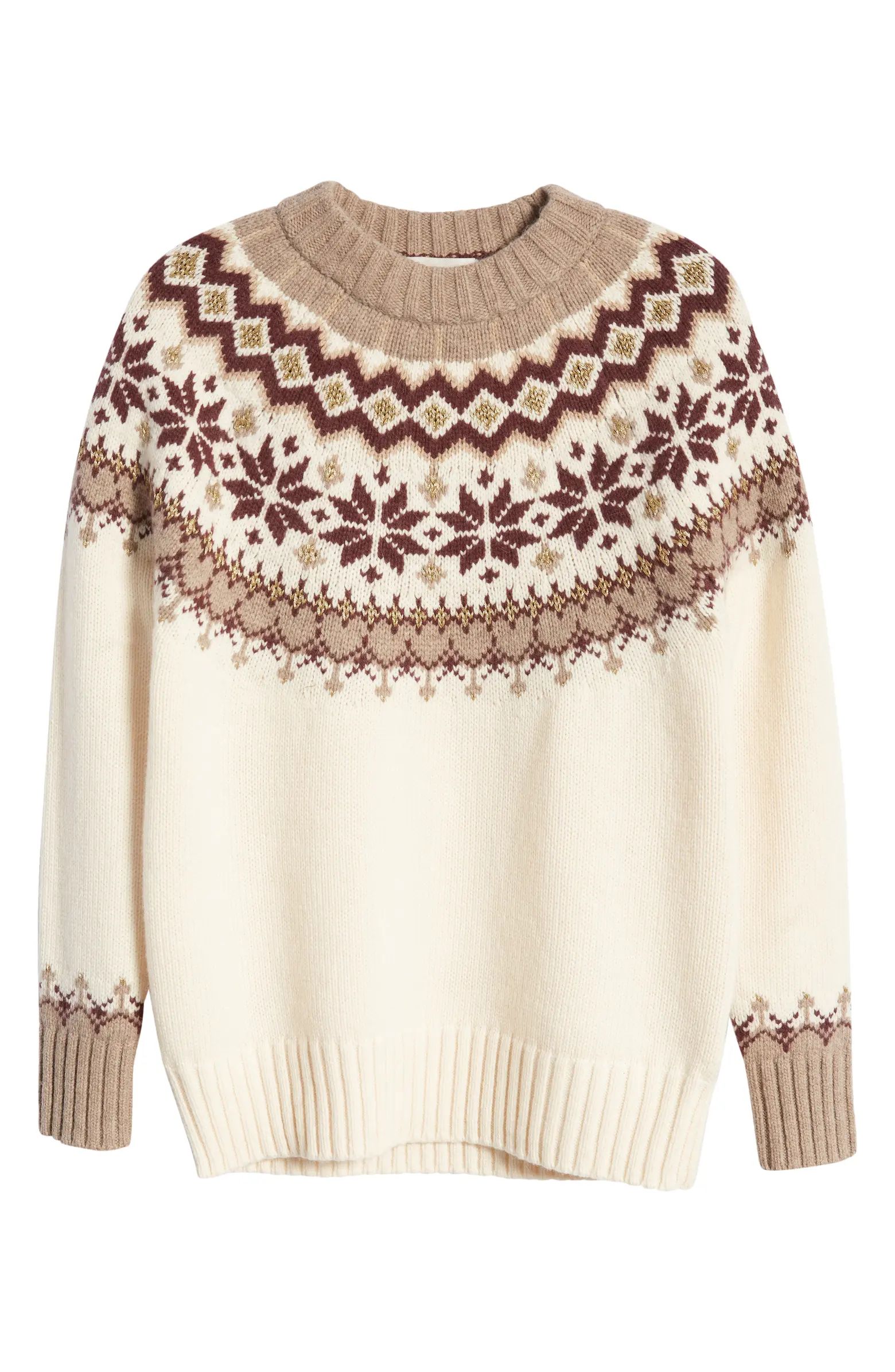 Boden Fair Isle Metallic Yarn Sweater | Nordstrom | Nordstrom