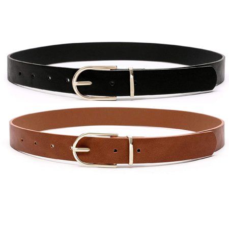 Earnda 2 Pack Brown Belt Women s Chic Faux Leather Waist Belt for Jeans Black&Brown Large | Walmart (US)
