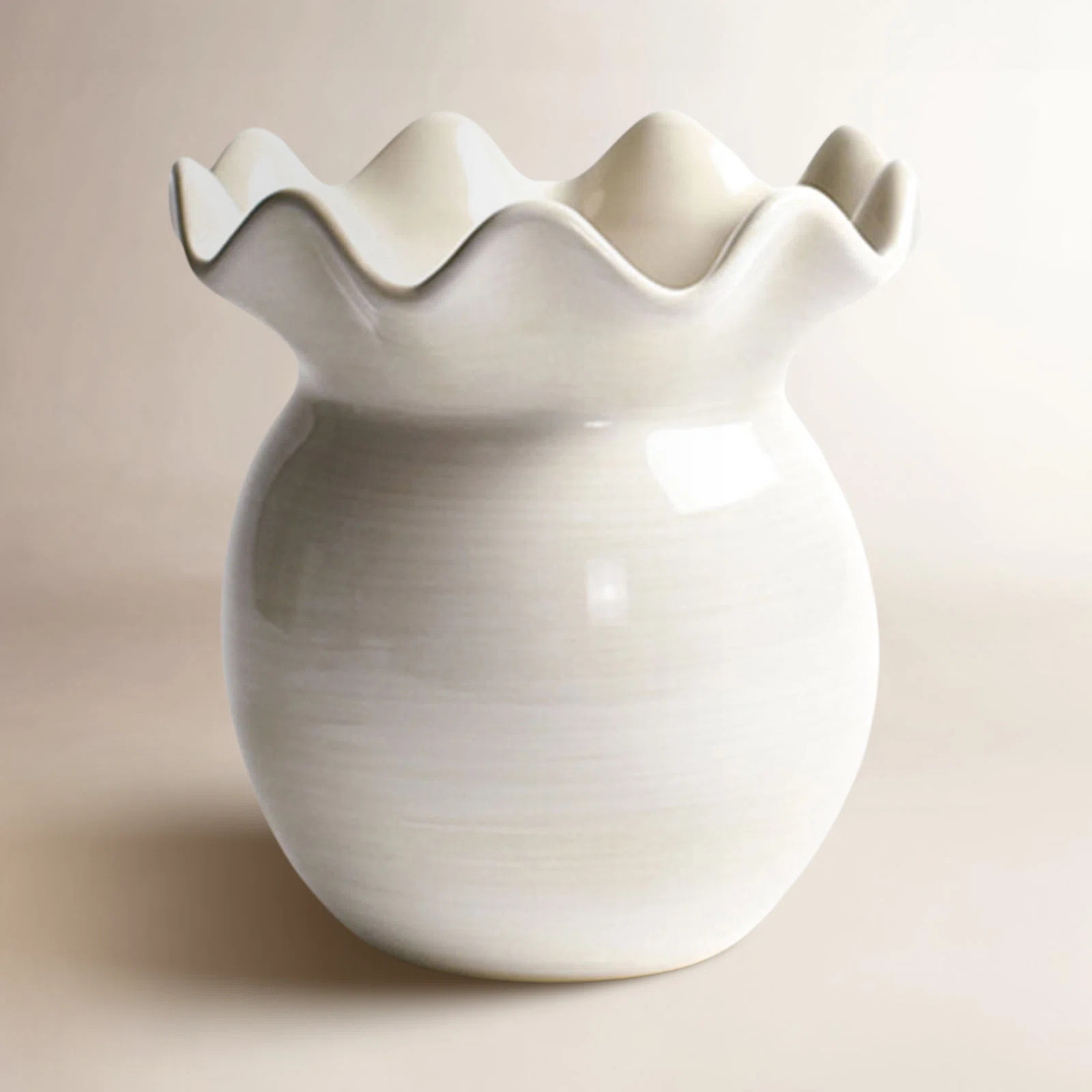 Signature White Ruffle Vase | Birch Lane