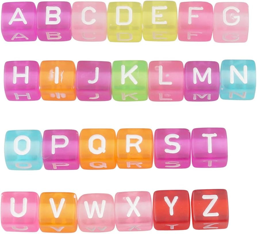 ALLinONE Mixed Acrylic Letter/Alphabet “A-Z”Cube Beads 10x10x10mm for DIY Craft (Transparent ... | Amazon (US)