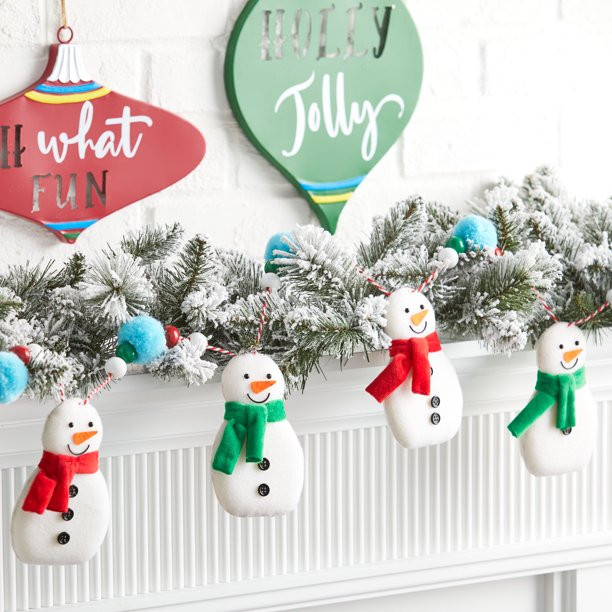 Holiday Time Pom Pom Snowman Garland, 6' | Walmart (US)