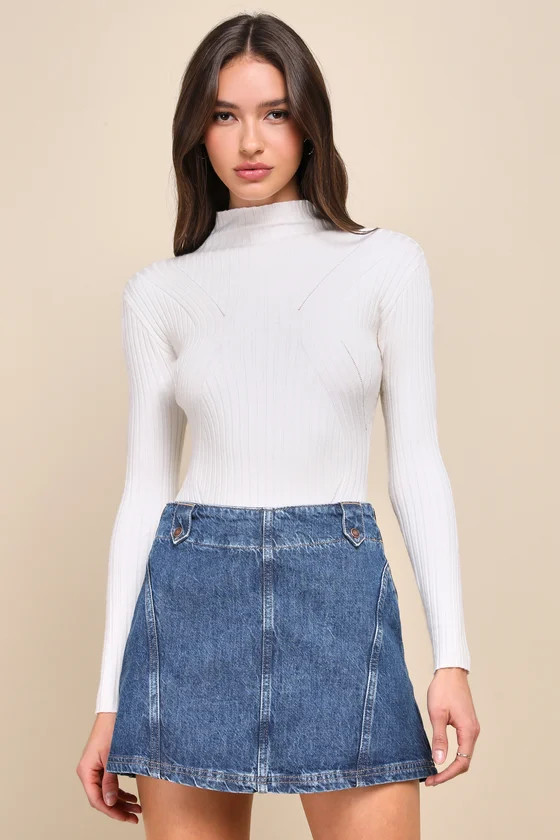 Runaway Dark Wash High-Rise Denim Mini Skirt | Lulus