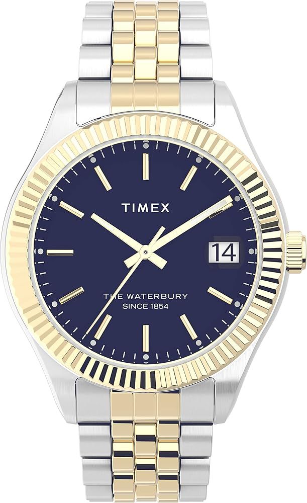 Timex Women's Waterbury Legacy 34mm Watch – Black Dial Gold-Tone Stainless Steel Case & Bracelet wit | Amazon (US)