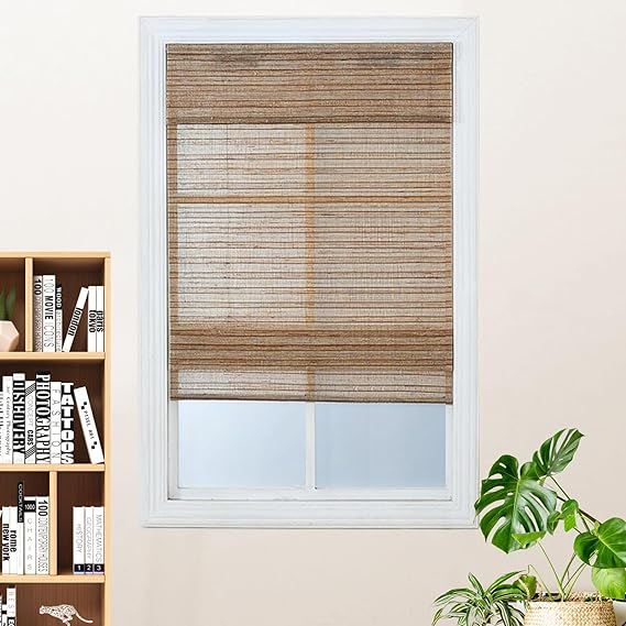 FACIMI Cordless Blackout Roman Bamboo Shades, Light Filtering Natural Woven Shades with 6 Inches ... | Amazon (US)