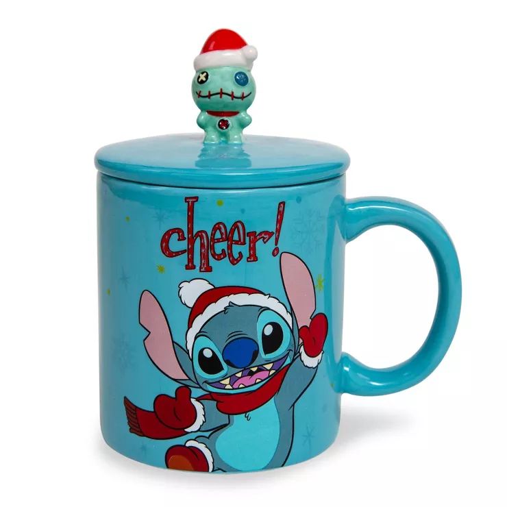 Silver Buffalo Disney Lilo & Stitch Holiday Cheer Ceramic Mug With Lid | Holds 18 Ounces | Target