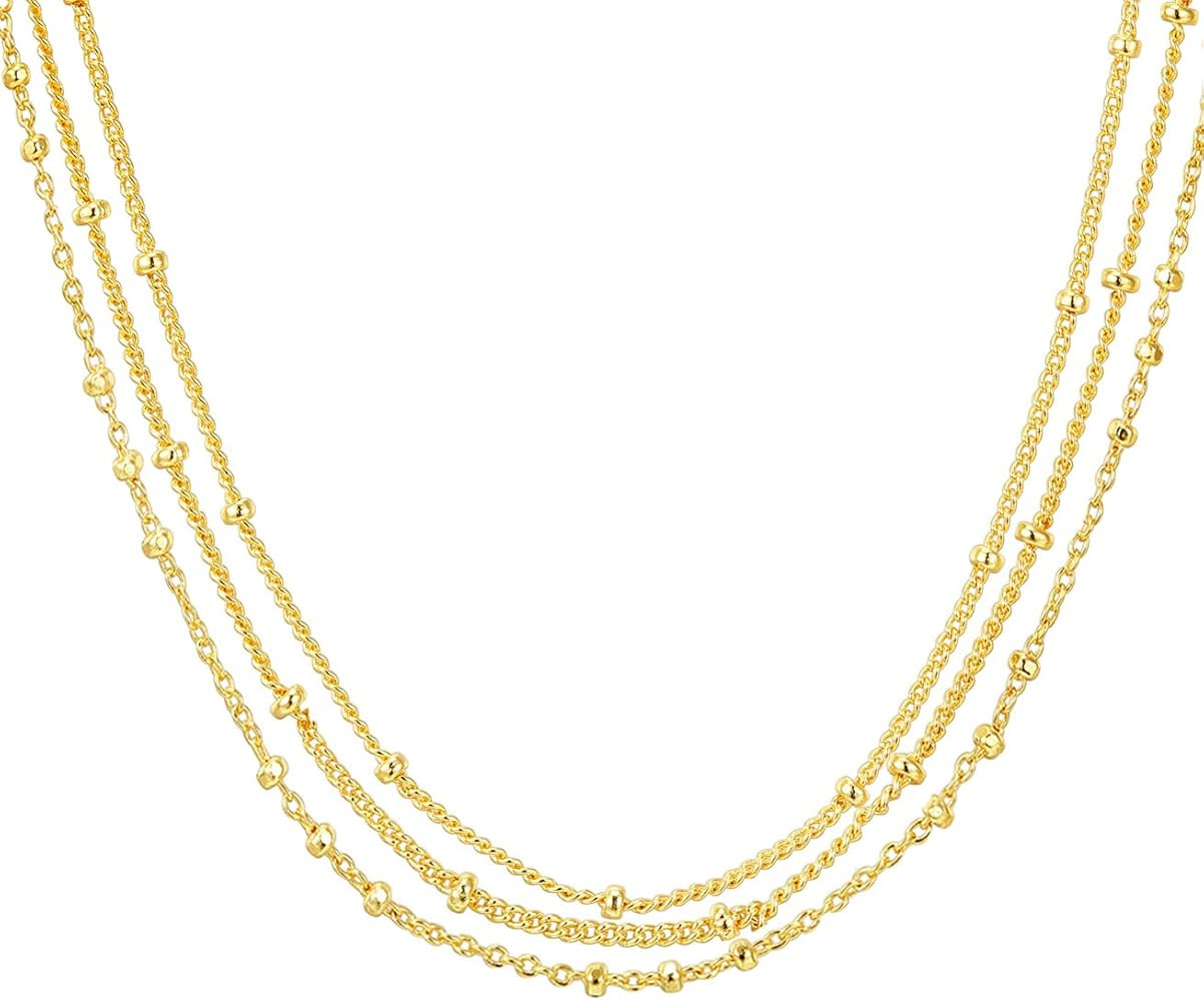 PAVOI 14K Gold Plated Dainty Layering Necklaces for Women | Snake Chain, Curb Link, Paperclip Lay... | Amazon (US)