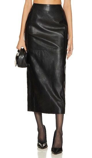 Tyra Column Midi Skirt in Black | Revolve Clothing (Global)