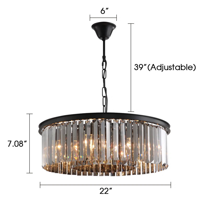 6 - Light Modern Dimmable Chandelier With Smoky Gray Crystal Accents | Wayfair North America