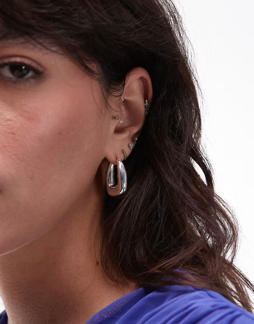 & Other Stories chunky square hoop earrings in silver | ASOS (Global)