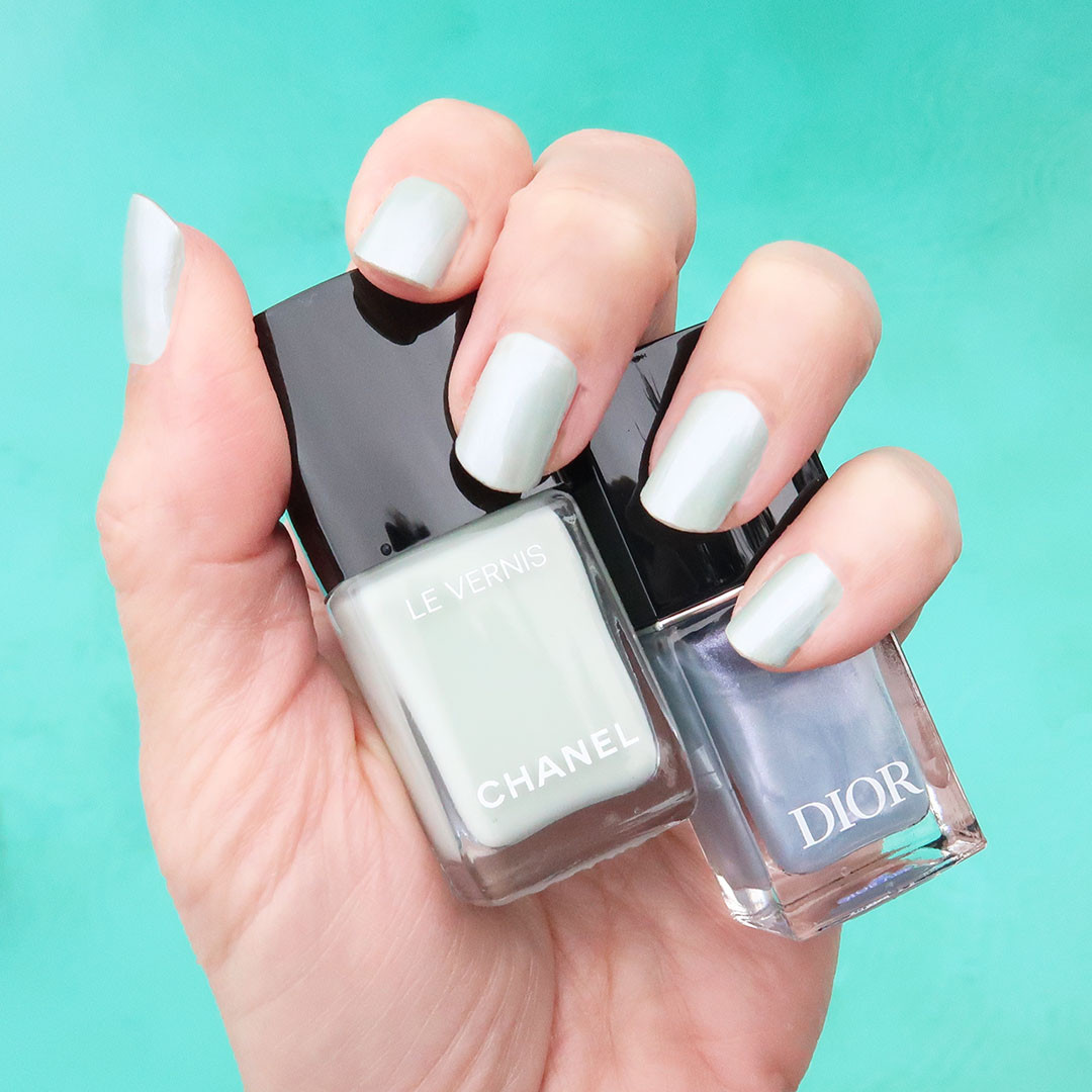 Such a fun spring manicure idea! I love this sheer blue top coat over mint green nail polish. It's so fun and fresh for spring! 

 #LTKSeasonal #LTKFindsUnder50 #LTKBeauty