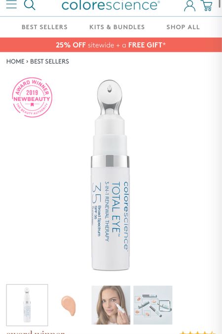 25% off Colorscience total eye renewal therapy. This is what I use under my 
Concealer / My color is medium. Also just if not w wrong makeup but want to cover my under eye slightly!

#LTKbeauty