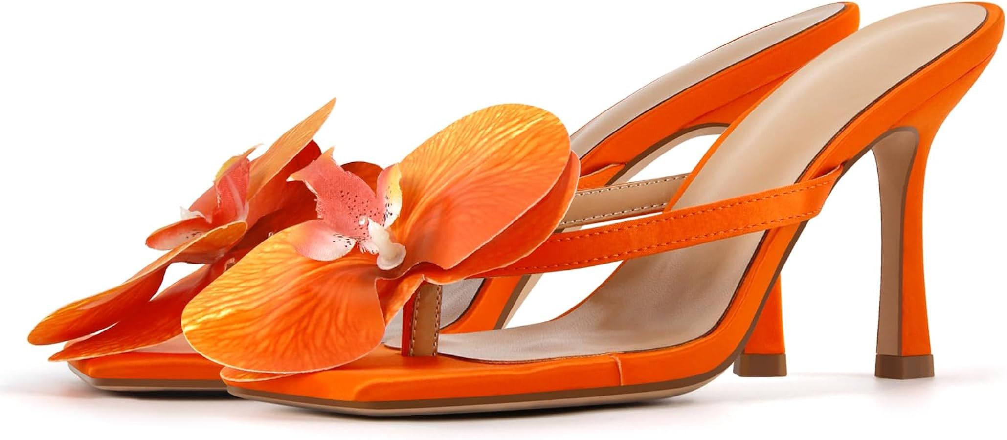 Only maker Orchid Heels for Women Square Toe Low Block Heel Sandals | Amazon (US)