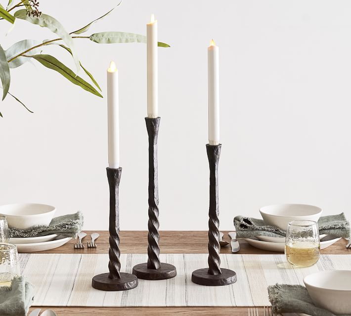 Easton Iron Taper Candlesticks | Pottery Barn (US)